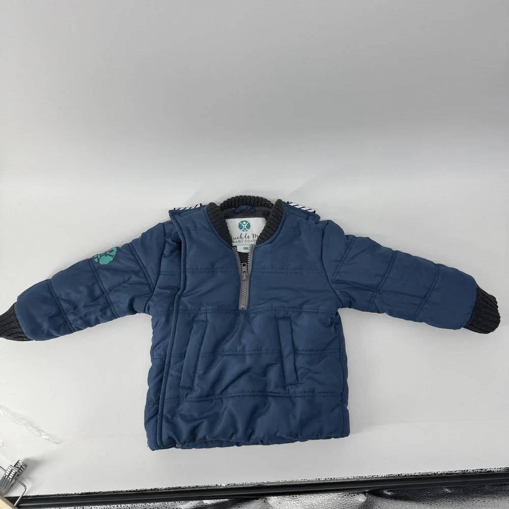 Buckle Me Baby Coats Car Seat Safe Puffer Jacket Navy Blue Fleece Lined 18M